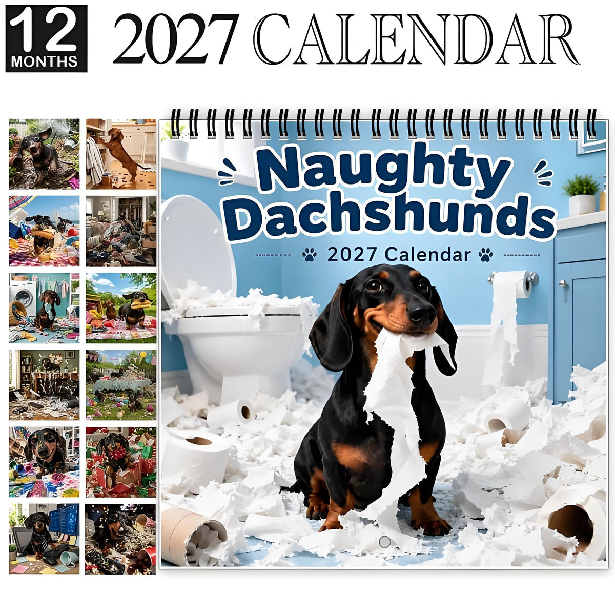 Naughty Dachshunds 2027 Wall Calendar