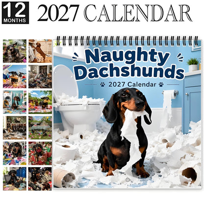 Naughty Dachshunds 2027 Wall Calendar