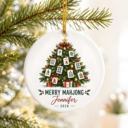 🀄 Personalized "Merry Mahjong" Ceramic Ornament