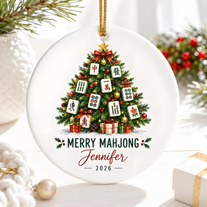 🀄 Personalized "Merry Mahjong" Ceramic Ornament
