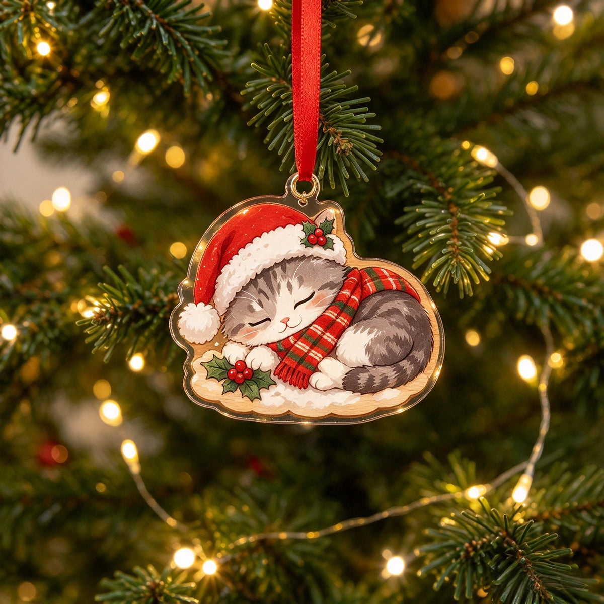 🎄🐱Festive Christmas Cat Ornament – Adorable Feline Friends for Your Holiday Tree