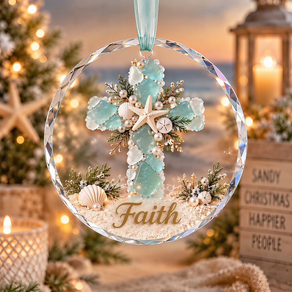 🎄✨Personalized Coastal Beach Christmas Ornament