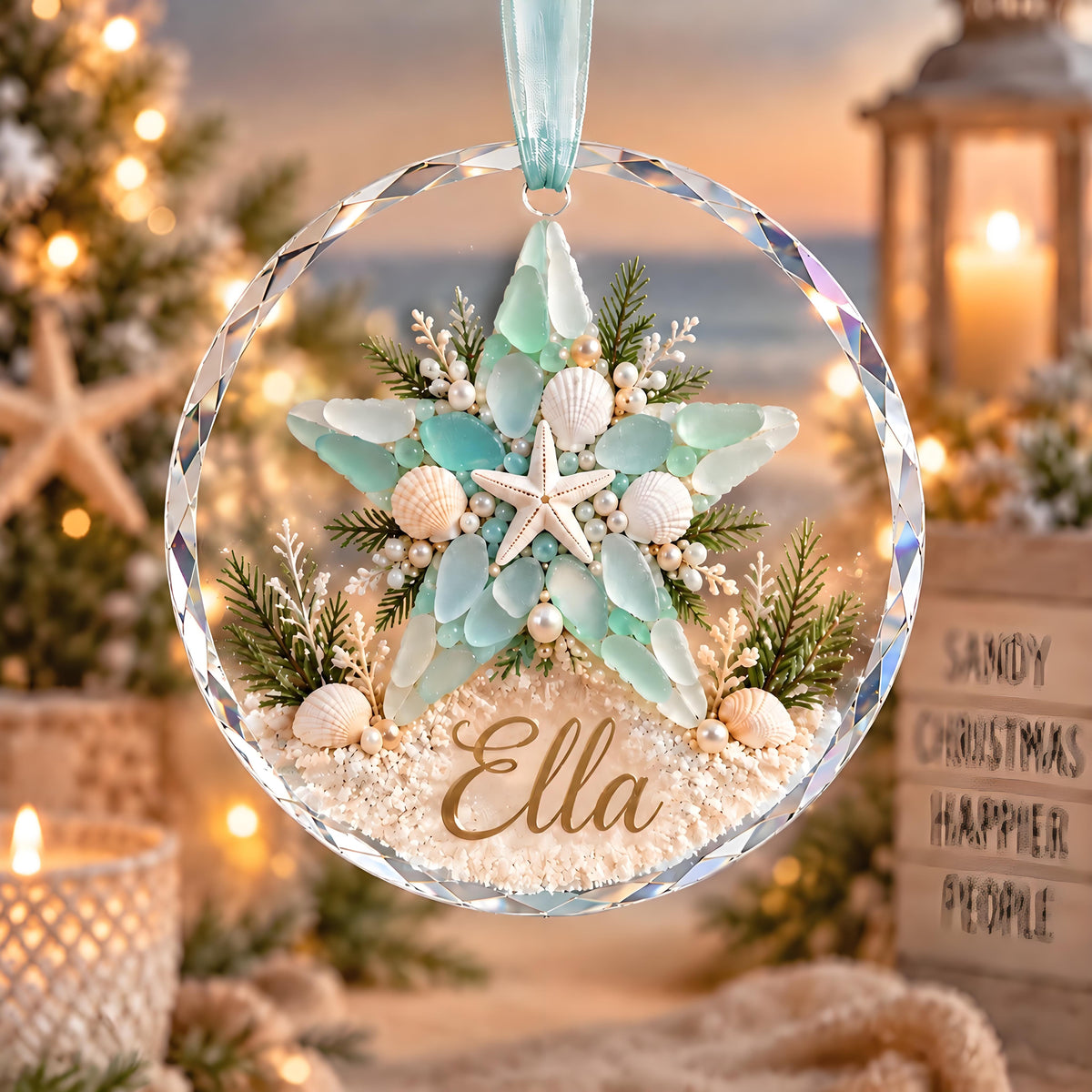 🎄✨Personalized Coastal Beach Christmas Ornament