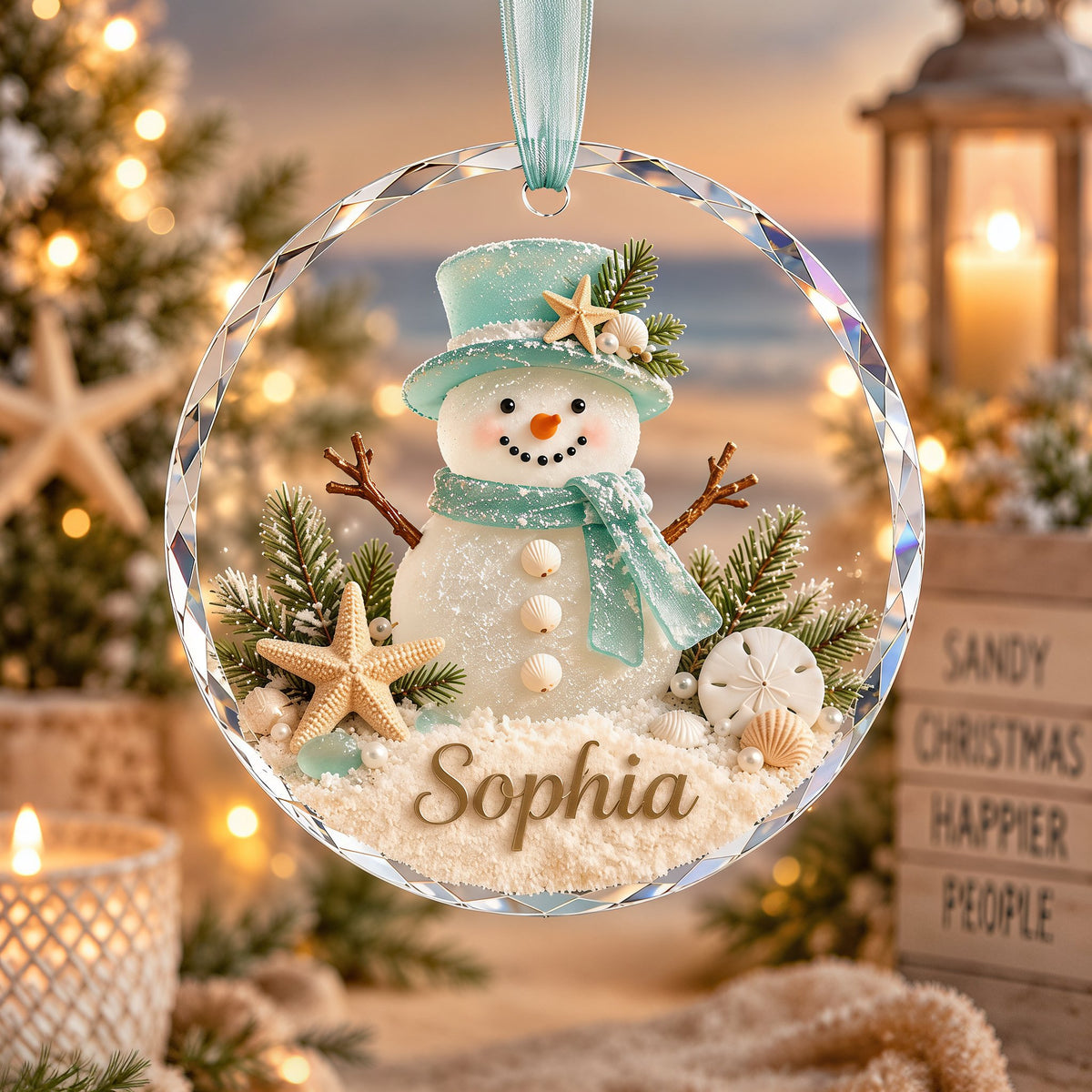 🎄✨Personalized Coastal Beach Christmas Ornament