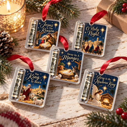 Religious Christmas Money Holder Ornament with Nativity Scenes