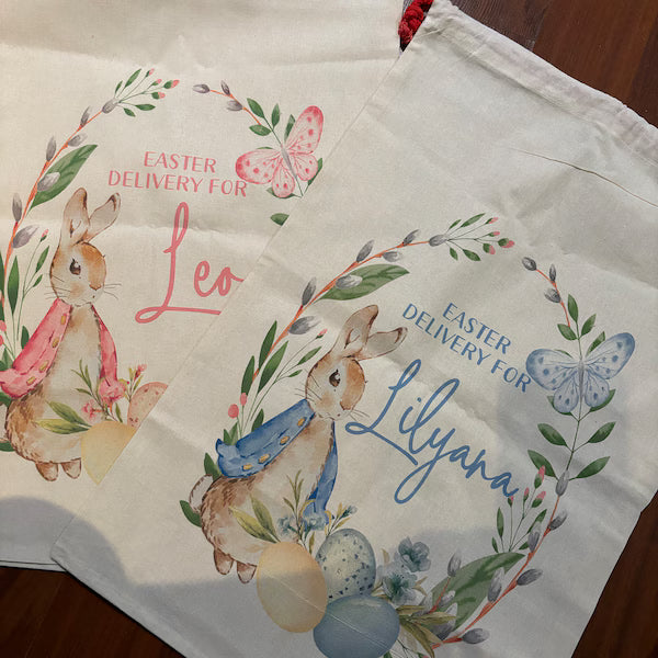 Custom Easter Bag, Personalized Easter Sack, Easter Bunny Name Bag, Easter Bunny Bag, Easter Egg Hunts, Kids Easter Basket, Kids Birthday/Easter Gift