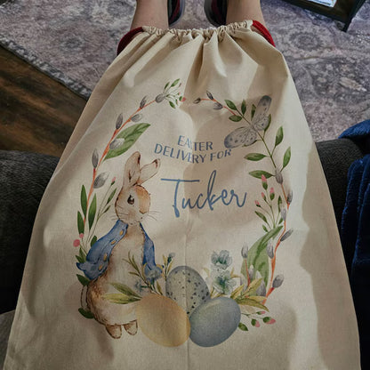 Custom Easter Bag, Personalized Easter Sack, Easter Bunny Name Bag, Easter Bunny Bag, Easter Egg Hunts, Kids Easter Basket, Kids Birthday/Easter Gift