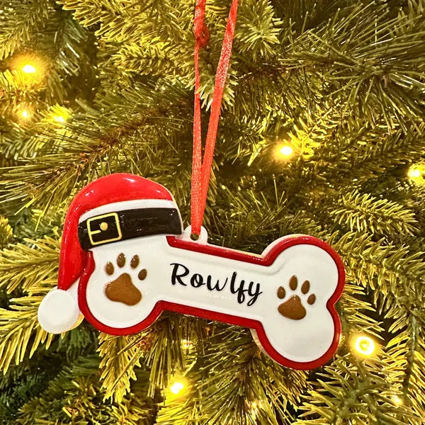 🐾 Personalized Dog Bone Christmas Ornament – Festive Pet Keepsake Collection