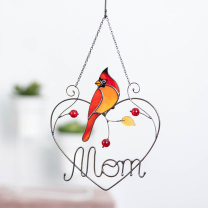 Cardinal Stained Glass Window Hanging