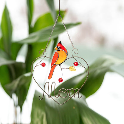 Cardinal Stained Glass Window Hanging