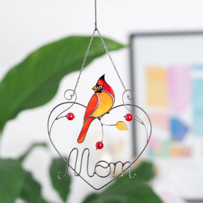 Cardinal Stained Glass Window Hanging