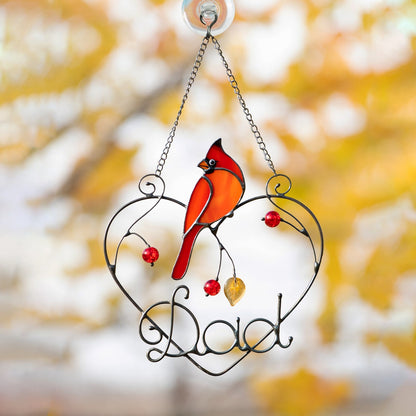 Cardinal Stained Glass Window Hanging