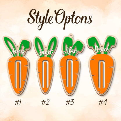 Personalized Carrot Easter Basket Stuffers with Name – Wooden Bunny Ear Money Holder for Kids & Teens – Perfect Easter Gift & Cash Surprise