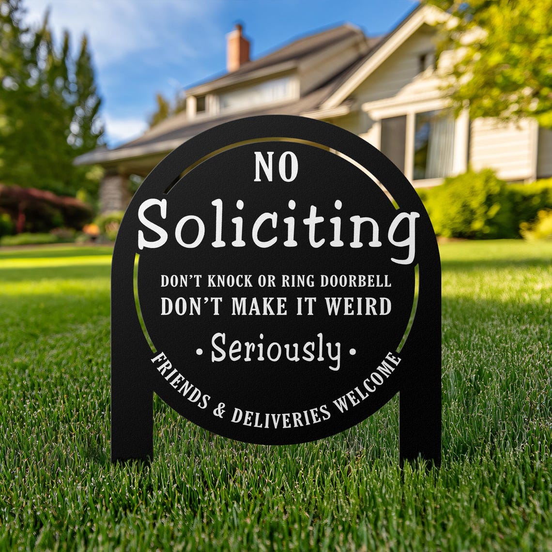 Personalized "No Soliciting" Yard Sign – Custom Family Name, Bold Statement