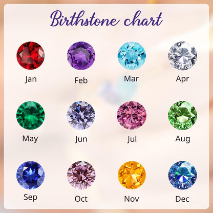 Personalized Two Heart-Shape Birthstone Double Band Ring