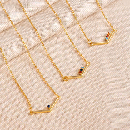 Personalized Birthstones Chevron Necklace