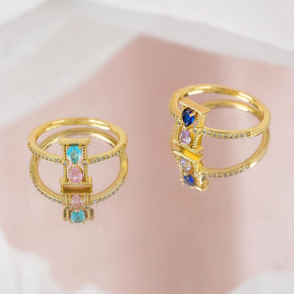Personalized Mother&Daughter Hourglass Birthstone Ring