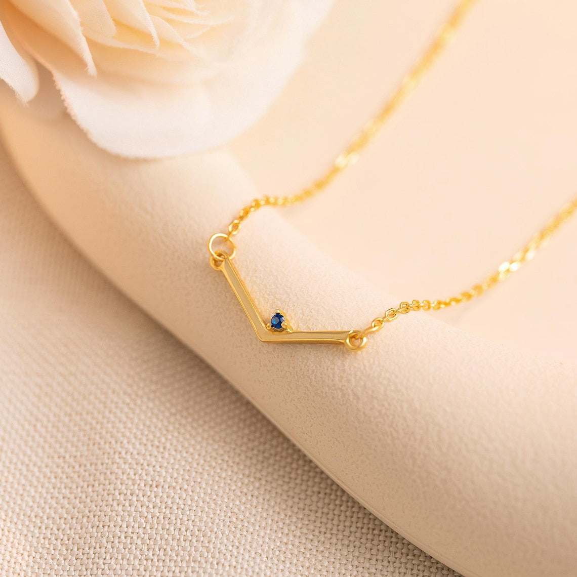 Personalized Birthstones Chevron Necklace