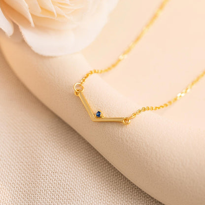 Personalized Birthstones Chevron Necklace