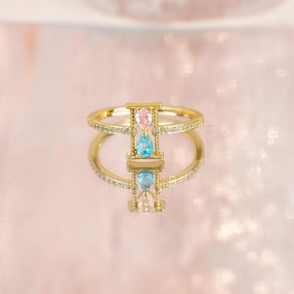 Personalized Mother&Daughter Hourglass Birthstone Ring