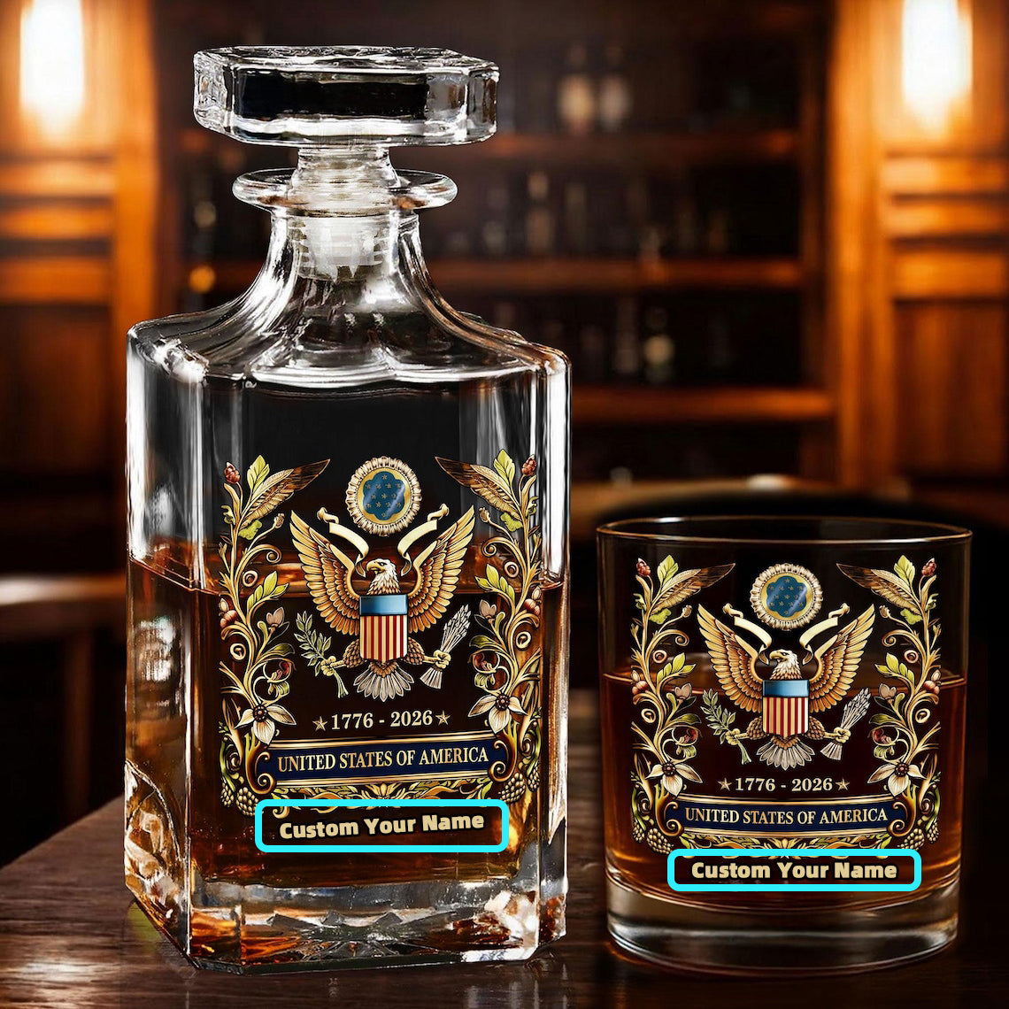 Personalized Eagle Decanter & Glass