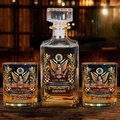 Personalized Eagle Decanter & Glass
