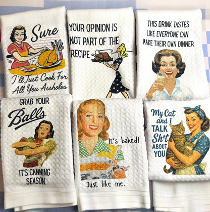 Retro 1950s Housewife Waffle Towels