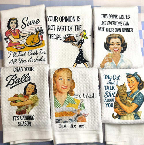 Retro 1950s Housewife Waffle Towels