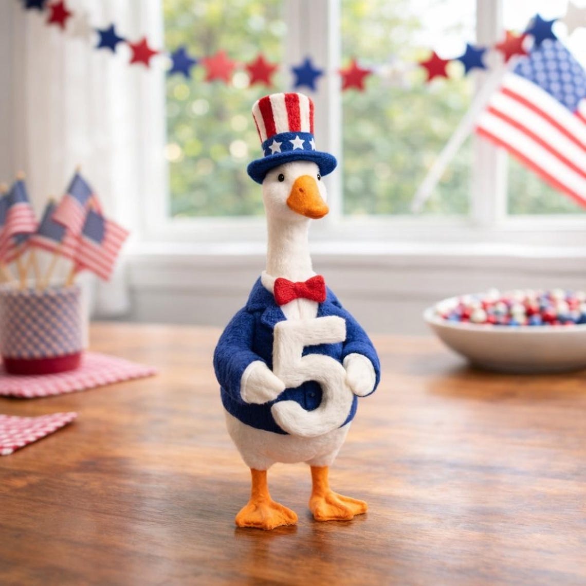 USA 250th Anniversary Needle Felted Goose Set