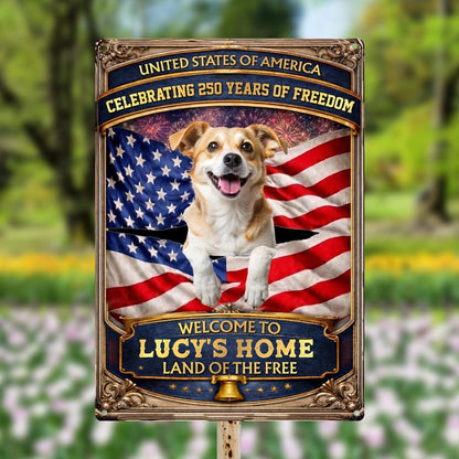 Personalized Patriotic Garden Metal Sign-Welcome to Proud American Pet Home