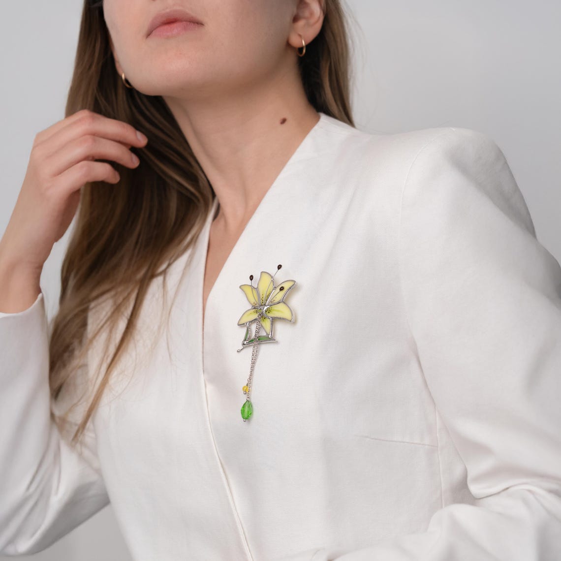 Lily jewelry stained glass brooch