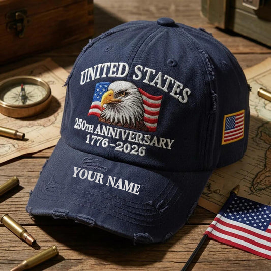 🧢 Personalized USA 250th Anniversary Distressed Cap