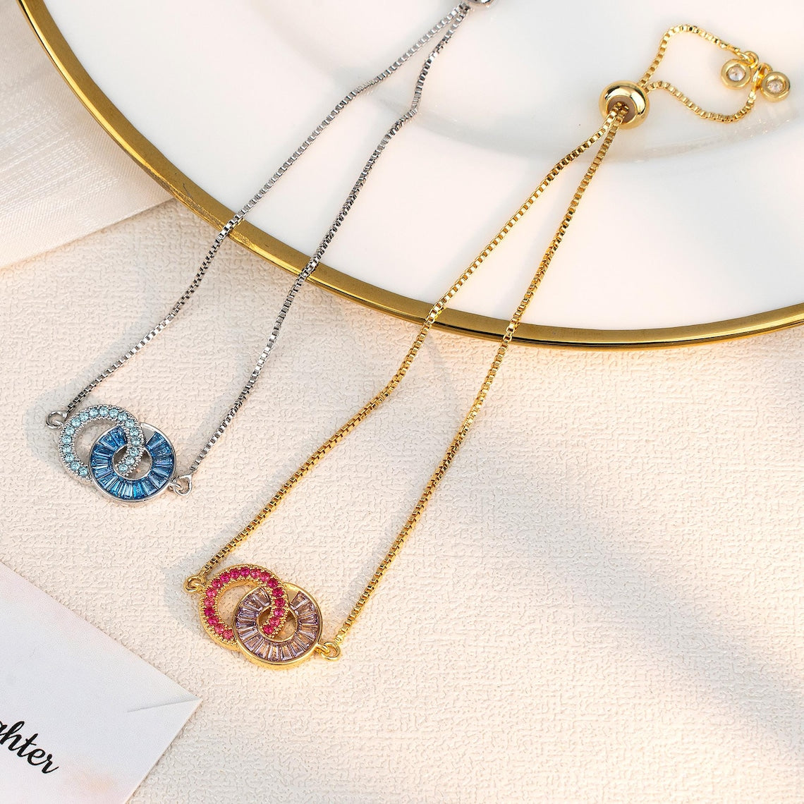 Personalized Mother & Daughter Linking Circles Bracelet