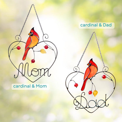 Cardinal Stained Glass Window Hanging