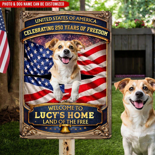 Personalized Patriotic Garden Metal Sign-Welcome to Proud American Pet Home