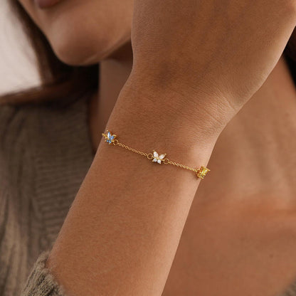 Custom Butterfly Birthstone Bracelet, Multi-Birthstone Bracelet