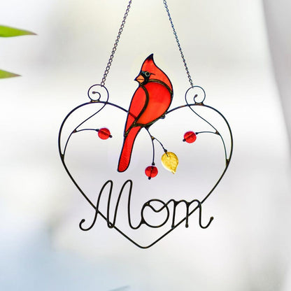 Cardinal Stained Glass Window Hanging