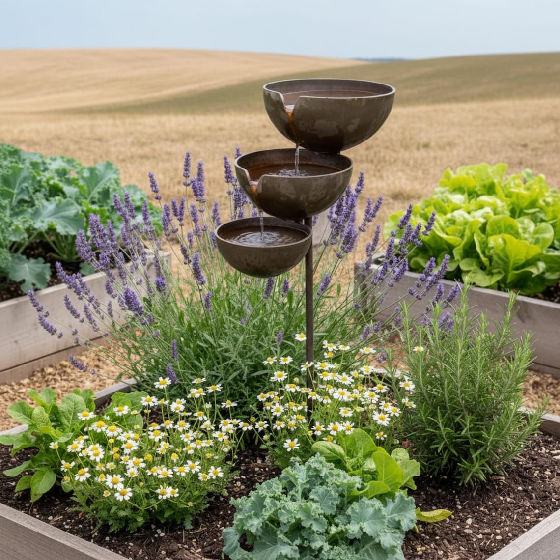 Rustic Metal 3-Tier Rain Catcher