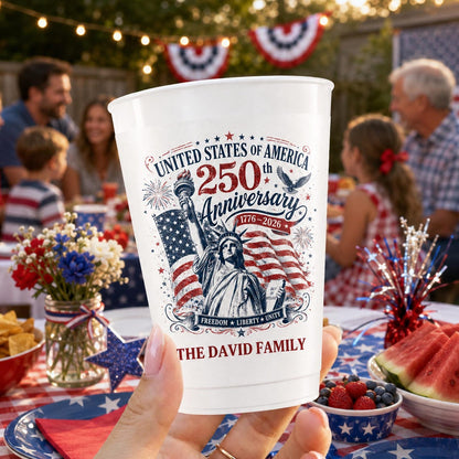 Personalized USA 250th Anniversary 16oz Frosted Cup