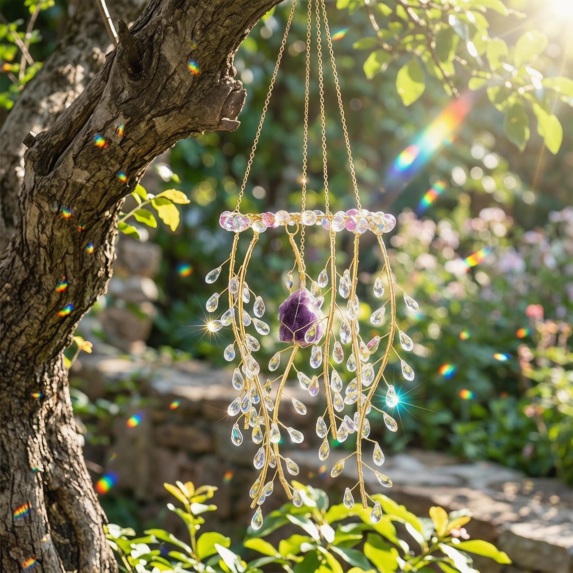 🔥Handmade Willow Tree Crystal Prism Rainbow Maker