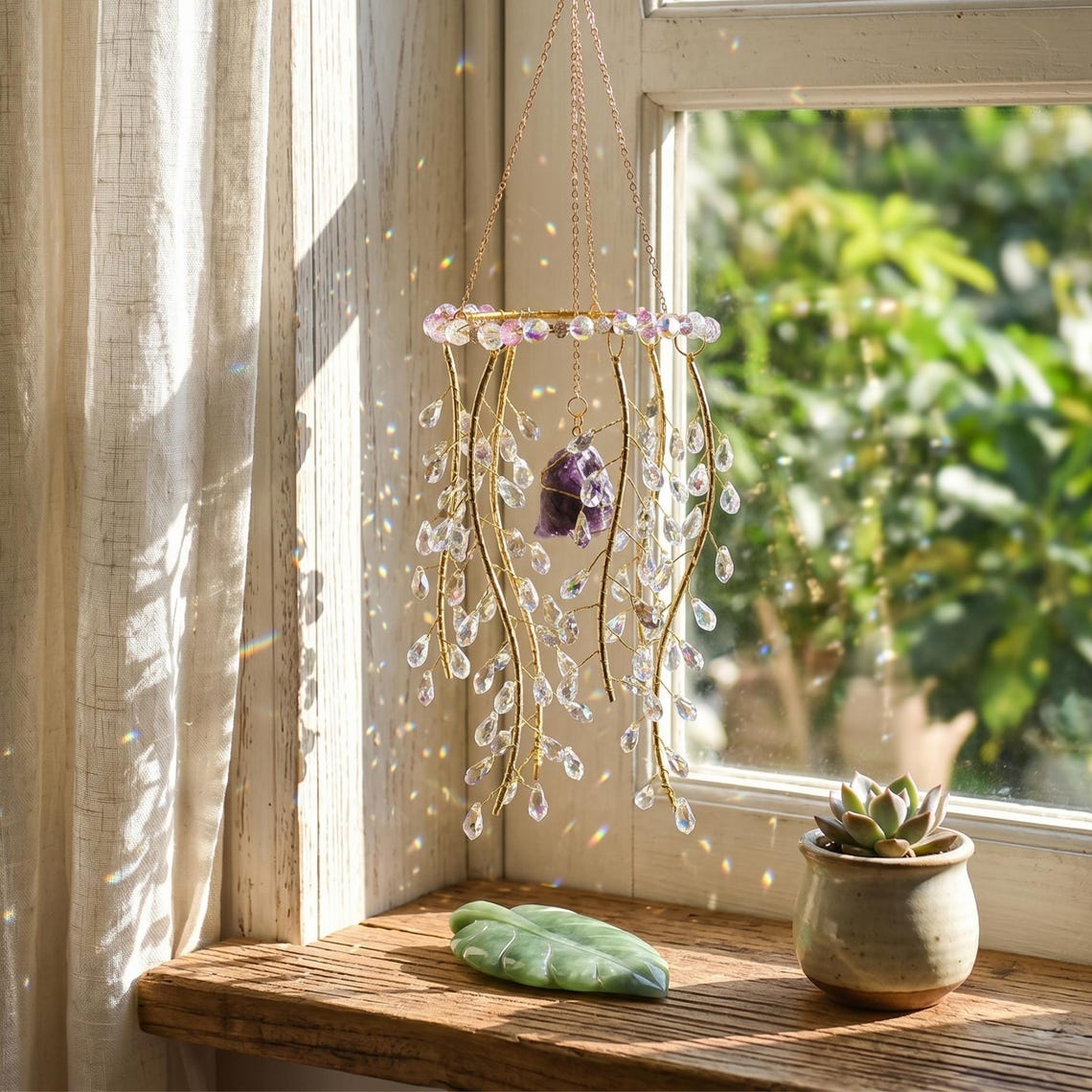 🔥Handmade Willow Tree Crystal Prism Rainbow Maker