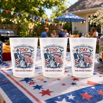 Personalized USA 250th Anniversary 16oz Frosted Cup