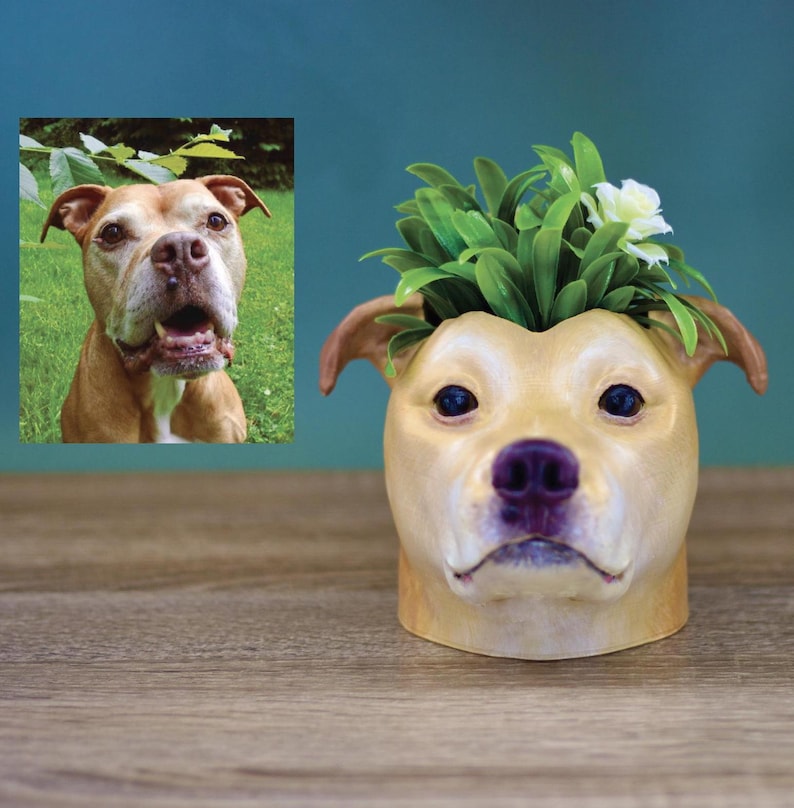 Custom Pet Head Planter-Personalized Pet Portrait Pot for Succulents & Indoor Plants, Pet Memorial Gift, Hand-Painted Decor