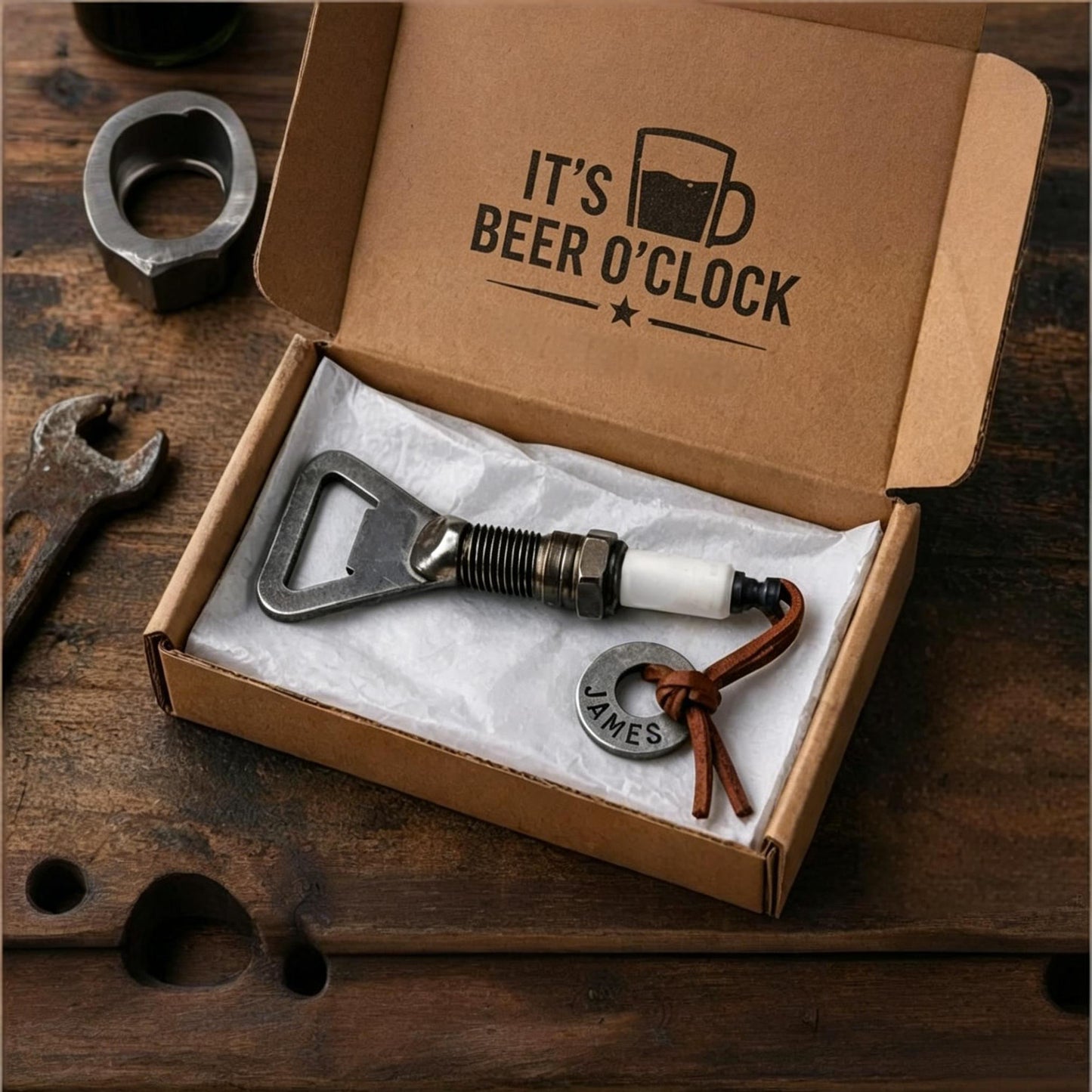 【Father's Day 50% Off】Personalized Spark Plug Bottle Opener Gift for Him, Custom Mechanic Gift, Groomsmen Gift, Car Guy Gift, Gift for Dad, Automotive Gift