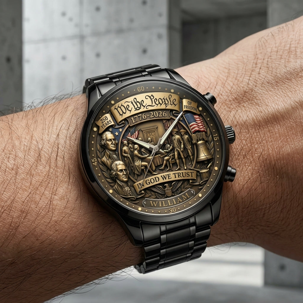 United States 250th Anniversary Personalized Name Watch - A Timeless Tribute to 250 Years of American Freedom
