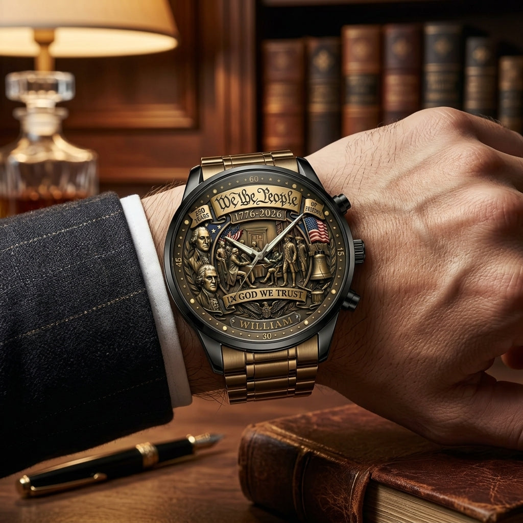 United States 250th Anniversary Personalized Name Watch - A Timeless Tribute to 250 Years of American Freedom
