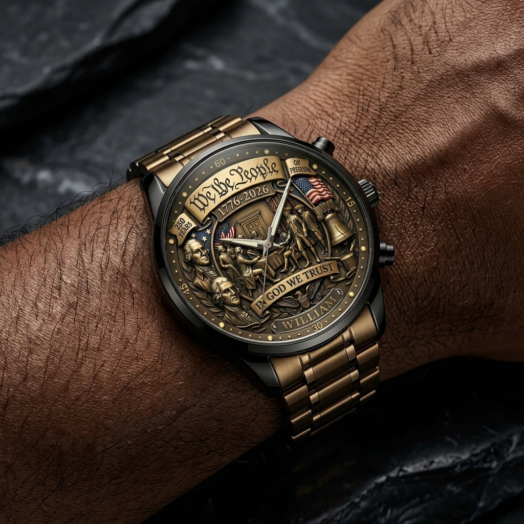 United States 250th Anniversary Personalized Name Watch - A Timeless Tribute to 250 Years of American Freedom