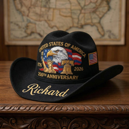 United States 250th Anniversary Personalized Cowboy Hat