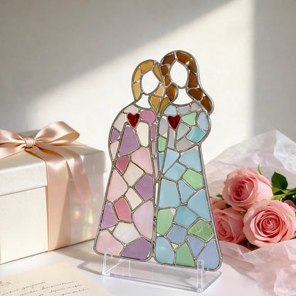 💝 Handcrafted Sea Glass Mother & Child Suncatcher – A Glowing Reminder of Love