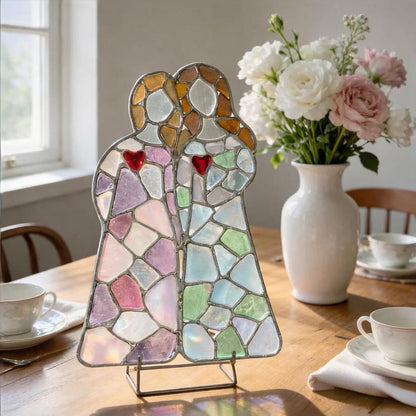 💝 Handcrafted Sea Glass Mother & Child Suncatcher – A Glowing Reminder of Love
